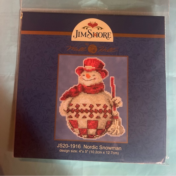 NWT Nordic Snowman Cross Stitch Kit Mill Hill 2019 Jim Shore JS201916 - Picture 4 of 6
